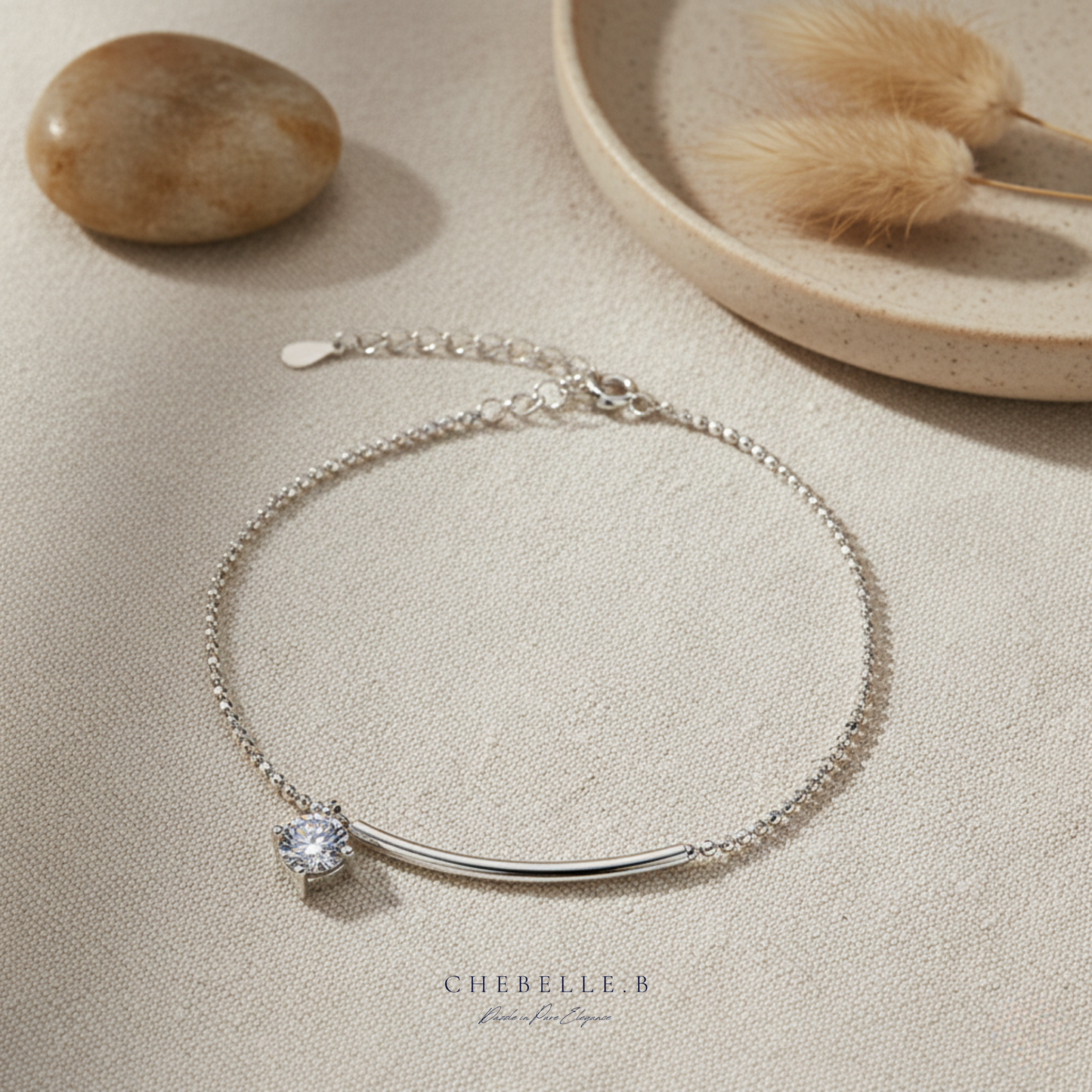 S925 Sterling Silver Crescent 1-Carat Moissanite Bracelet