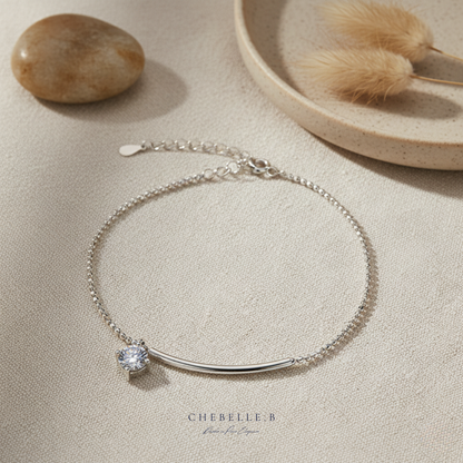 S925 Sterling Silver Crescent 1-Carat Moissanite Bracelet