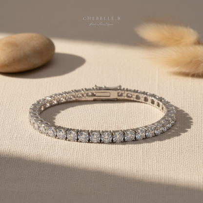 S925 Sterling Silver Moissanite Eternity Pave Bracelet