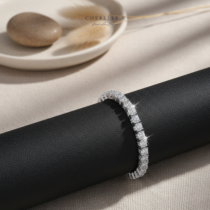 S925 Sterling Silver Moissanite Eternity Pave Bracelet