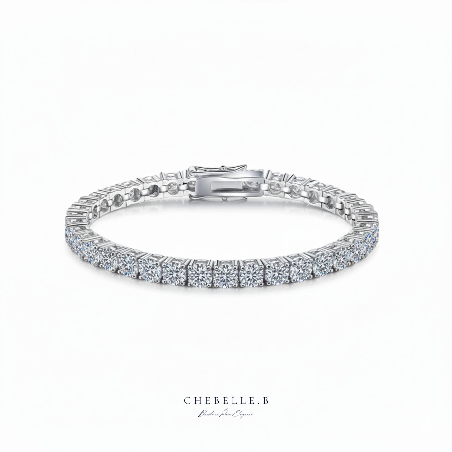 S925 Sterling Silver Moissanite Eternity Pave Bracelet