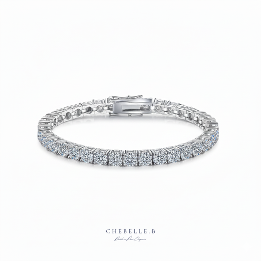 S925 Sterling Silver Moissanite Eternity Pave Bracelet
