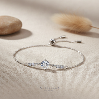 S925 Sterling Silver Dazzling Four-Prong 1-Carat Moissanite Bracelet