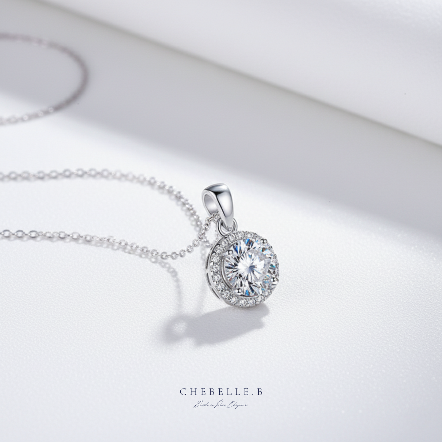 Halo de Lumière 1.0ct Moissanite Halo Pendant Necklace