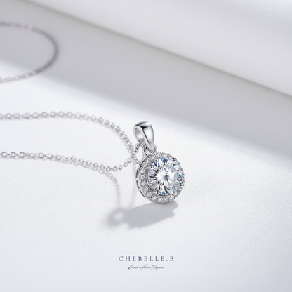 Halo de Lumière 1.0ct Moissanite Halo Pendant Necklace