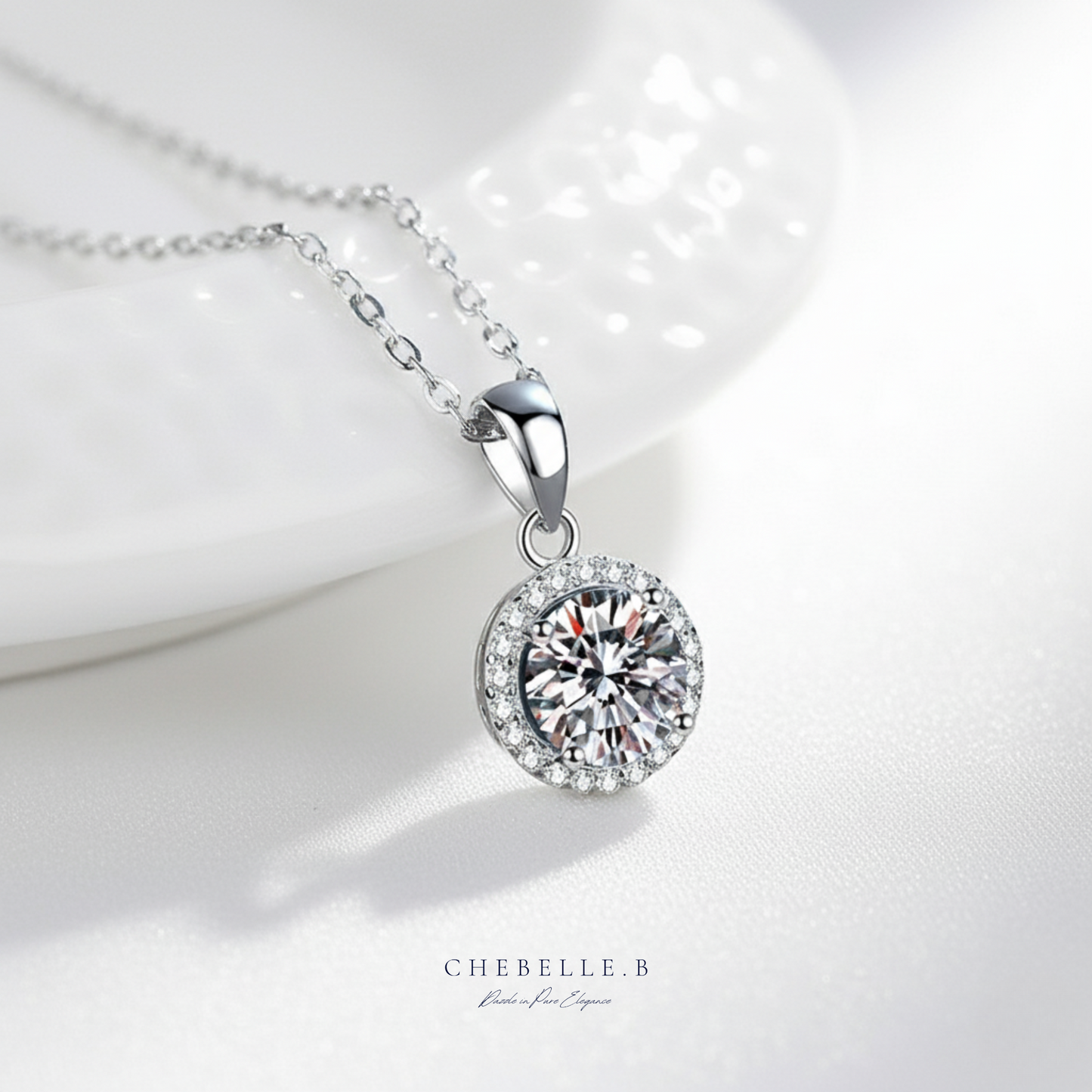 Halo de Lumière 1.0ct Moissanite Halo Pendant Necklace