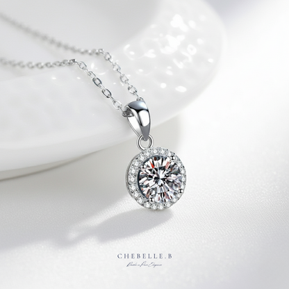 Halo de Lumière 1.0ct Moissanite Halo Pendant Necklace