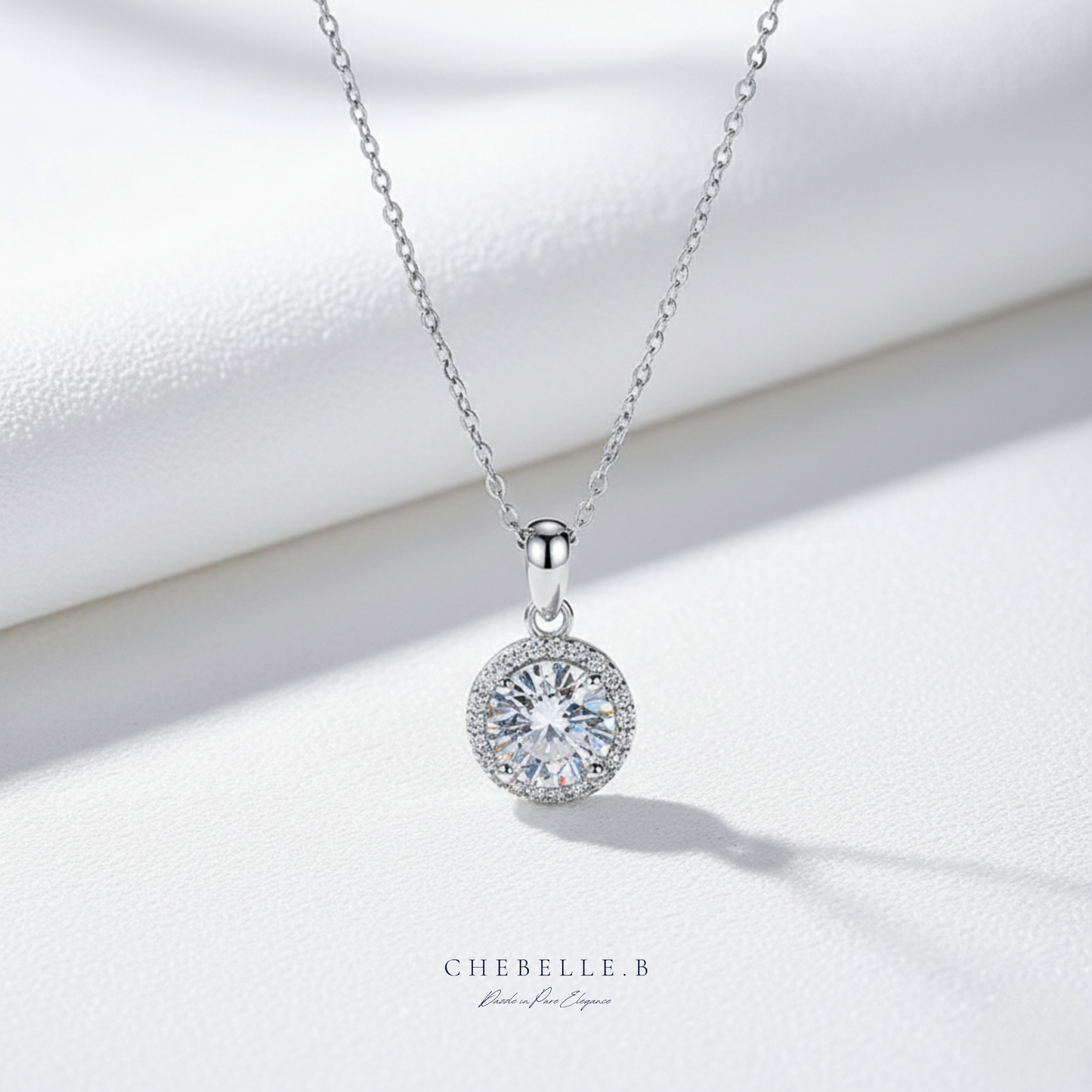 Halo de Lumière 1.0ct Moissanite Halo Pendant Necklace