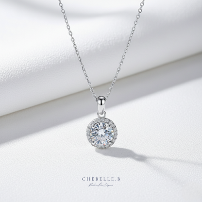 Halo de Lumière 1.0ct Moissanite Halo Pendant Necklace