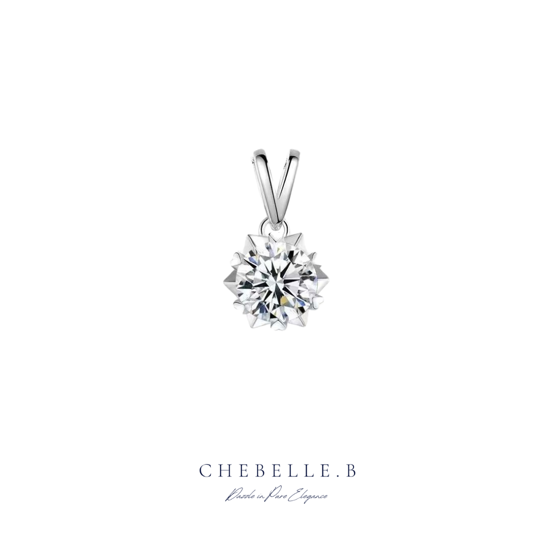 Snowflake 1-Carat Moissanite V-Shaped Necklace in Silver Plated