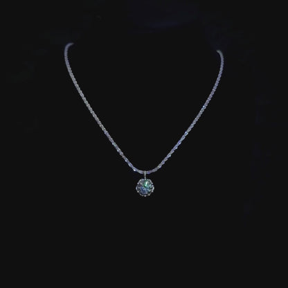 S925 Sterling Silver Luxe 1-Carat Blue-Green Moissanite Necklace