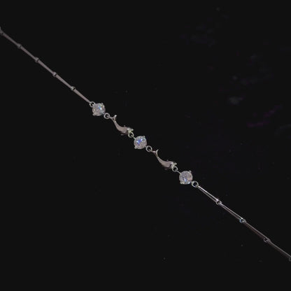 S925 Sterling Silver Starlight Dolphin 0.5-Carat Moissanite Bracelet