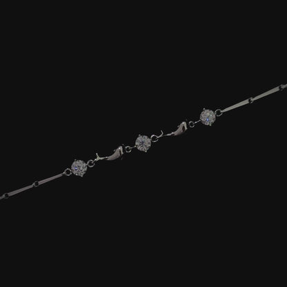 S925 Sterling Silver Starlight Dolphin 0.5-Carat Moissanite Bracelet